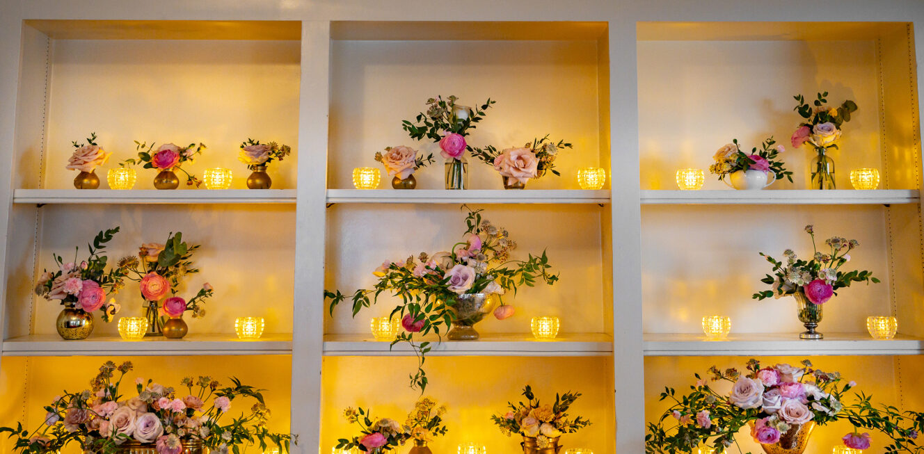 Built-in bookshelves at River Farm, one of many spaces that can be personalized and decorated for special events, blending historic charm with your unique style.