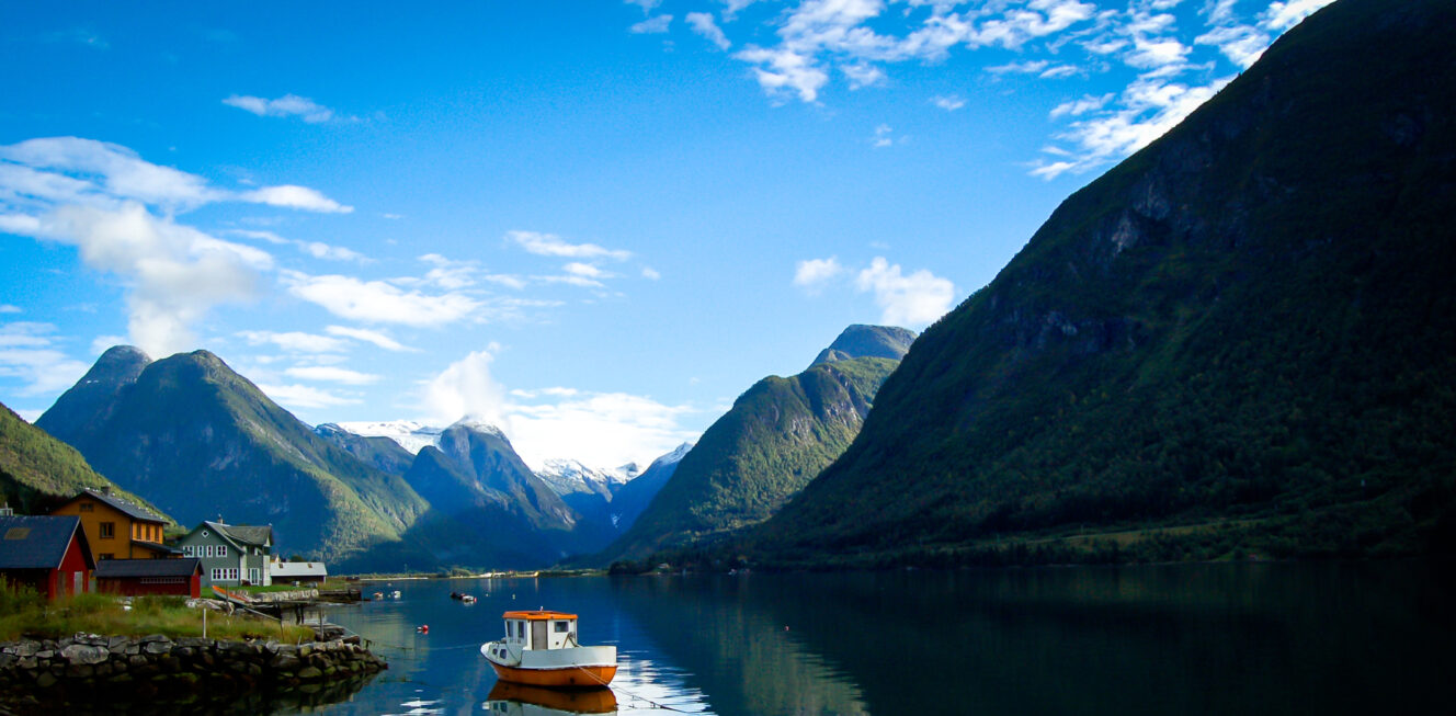 Sognefjord, the longest and deepest fjord in Norway, stretching to the small town of Skjolden