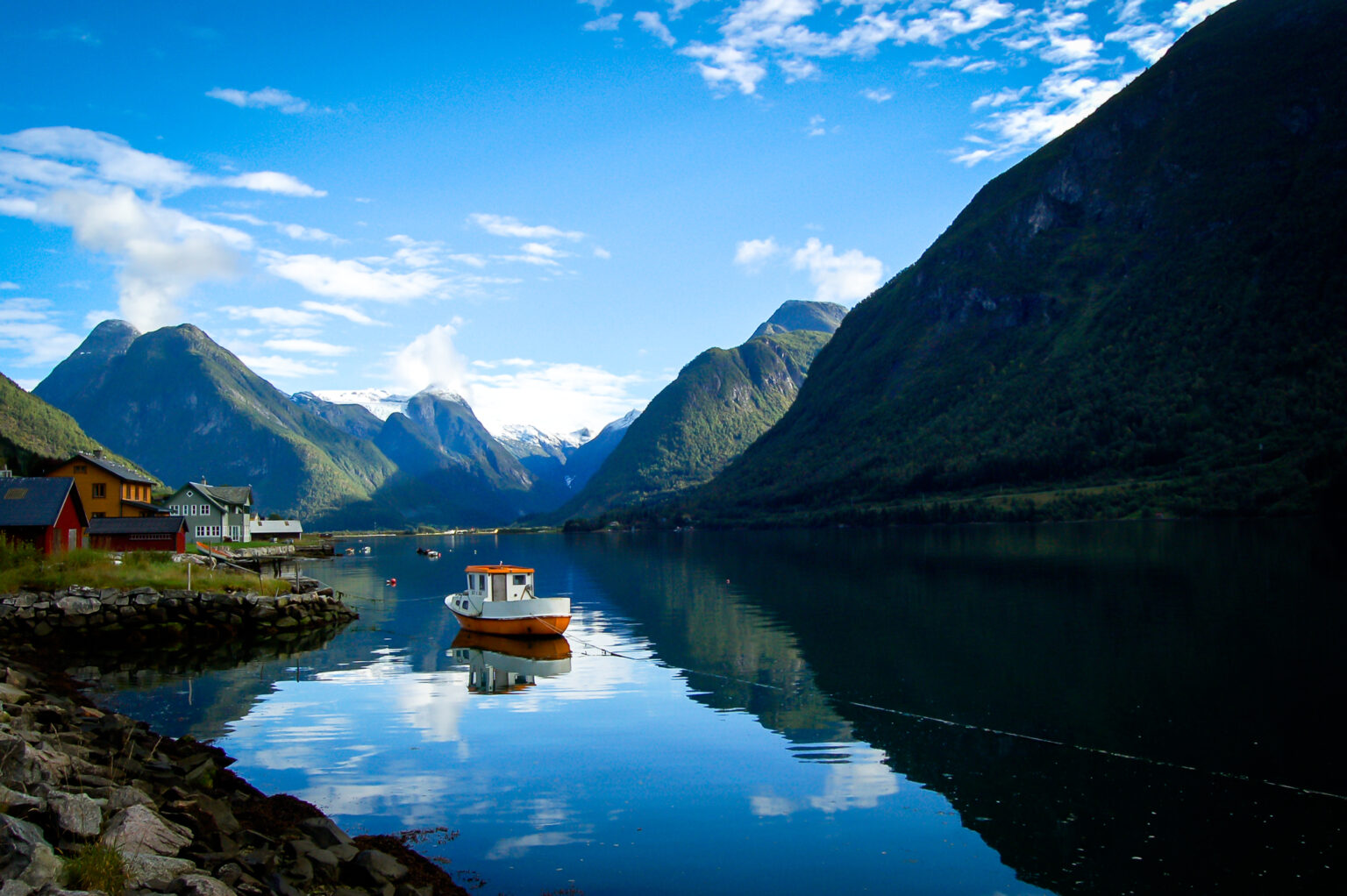 Sognefjord, the longest and deepest fjord in Norway, stretching to the small town of Skjolden