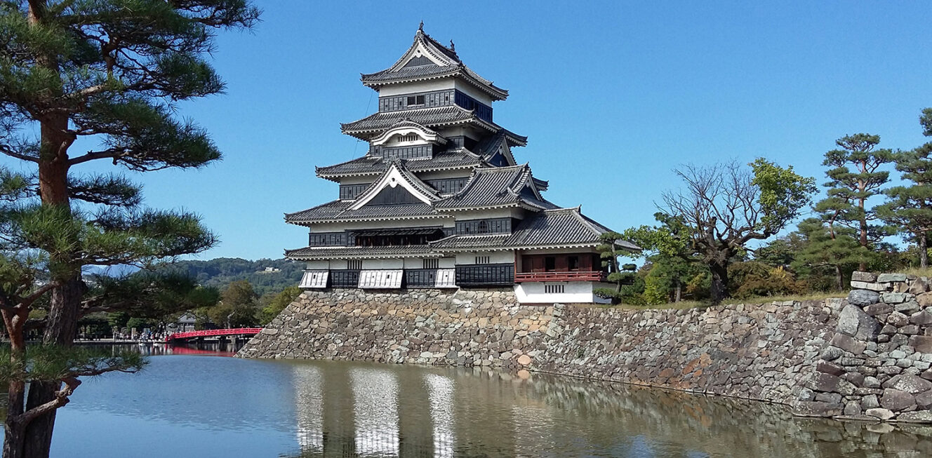 The Matsumoto Castle was constructed in 1594 and is the oldest surviving example of a castle with five external stories but six internal floors with its original wooden interiors and intricate external stonework.